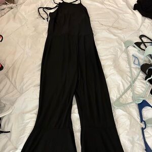 Black bell bottom one piece/jumpsuit